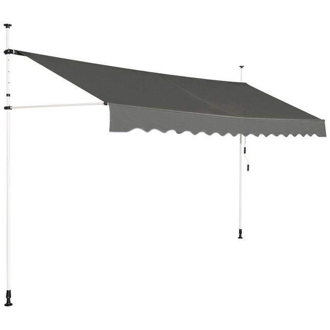 Retractable Balcony Awning, 200cm Wide, UV-Resistant, Grey
