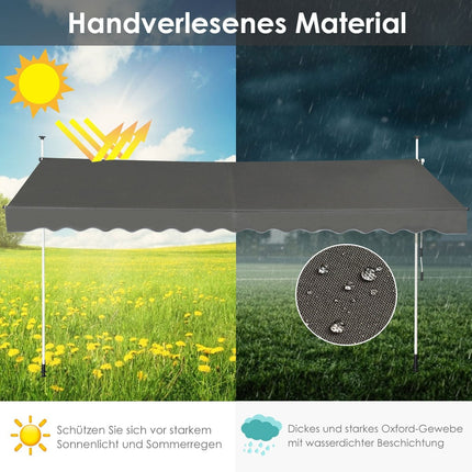 Retractable Balcony Awning, 200cm Wide, UV-Resistant, Grey