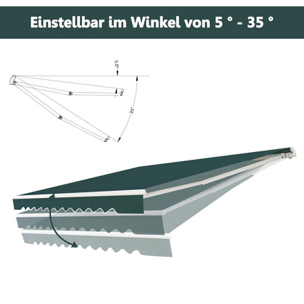 Retractable Balcony Awning, 360x300 cm, Green