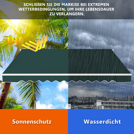 Retractable Balcony Awning, 360x300 cm, Green