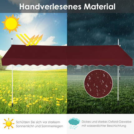 Retractable Balcony Awning, 400 cm, UV-Resistant, Red