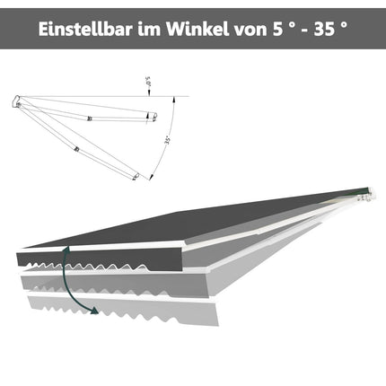 Retractable Balcony Awning, 400x250 cm, Grey, Sun Protection