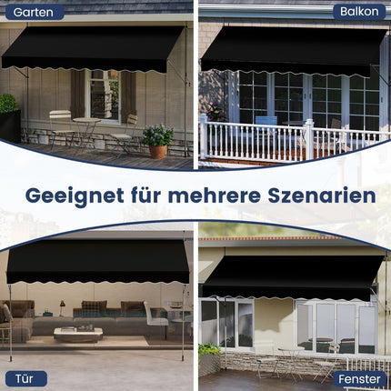 Retractable Balcony Awning, No-Drill, Adjustable Height, UV Protection