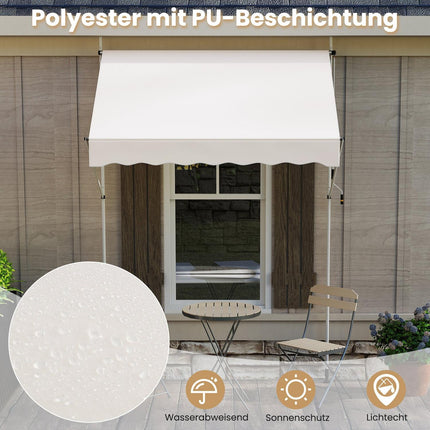 Retractable Balcony Awning, No-Drill, UV Resistant, 200 cm