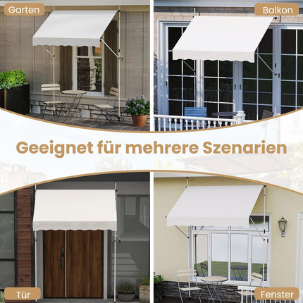 Retractable Balcony Awning, No-Drill, UV Resistant, 200 cm