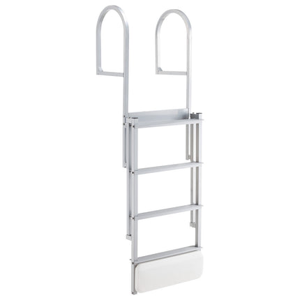 Retractable Dock Ladder, 4-Step Aluminum, 500 lb, Non-Slip Steps