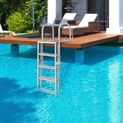Retractable Dock Ladder, 5-Step Aluminum, 350 Lb Load