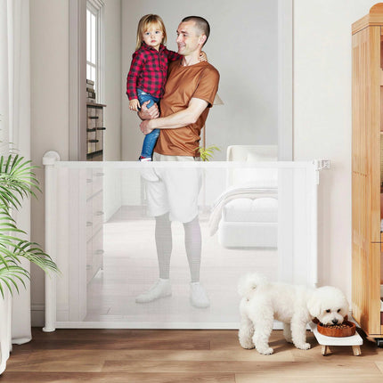Retractable Dog Gate, 140 cm, Easy One-Hand Operation