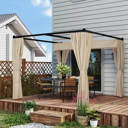 Retractable Freestanding Patio Canopy, Metal Frame, Beige
