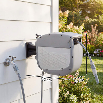 Retractable Garden Hose Reel with Wall Mount, 20m Hose