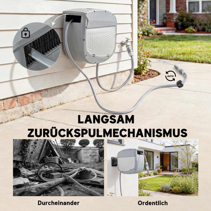 Retractable Garden Hose Reel with Wall Mount, 20m Hose