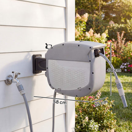 Retractable Garden Hose Reel with Wall Mount, 30m Length