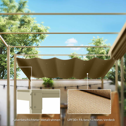 Retractable Garden Pergola, 3x3m, Khaki, UPF30+ Roof