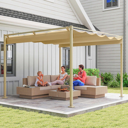 Retractable Garden Pergola, 3x3m, Khaki, UPF30+ Roof