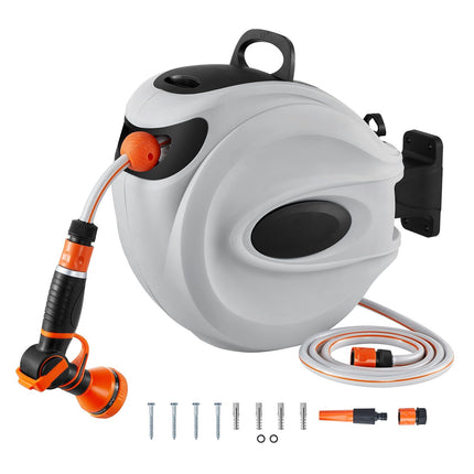 Retractable Hose Reel 35m 1/2in, Wall-Mount, 180 Degree