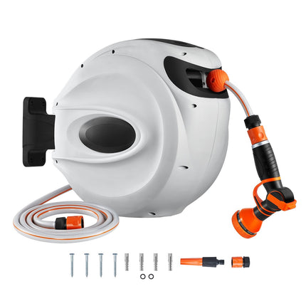 Retractable Hose Reel 35m 1/2in, Wall-Mount, 180 Degree