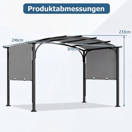 Retractable Outdoor Pergola, 305x242 cm, Grey Fabric
