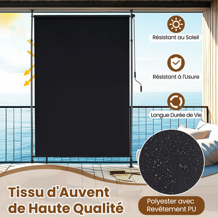 Retractable Outdoor Roller Shade, Crank, 150cm, 220-310cm
