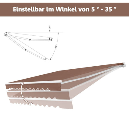 Retractable Patio Awning, 400x250 cm, Brown, UV Protection