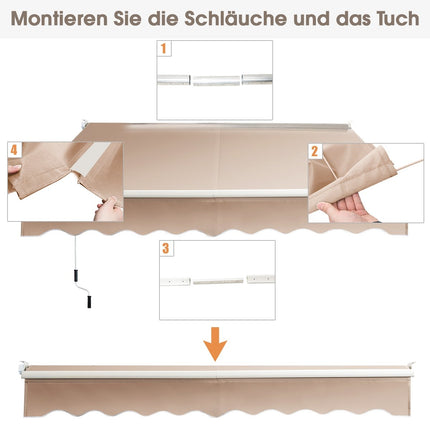 Retractable Patio Awning, Aluminum, 245x200 cm, Beige