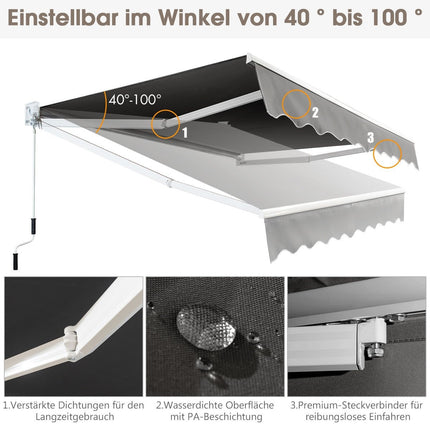 Retractable Patio Awning, Aluminum, 245x200 cm, Gray