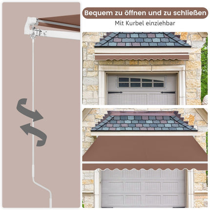 Retractable Patio Awning, Aluminum, 3.6m x 3m, Brown