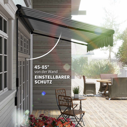 Retractable Patio Awning, Weatherproof, 350x250 cm, Gray/White