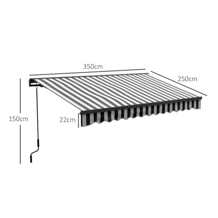 Retractable Patio Awning, Weatherproof, 350x250 cm, Gray/White
