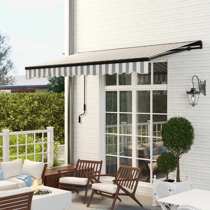 Retractable Patio Awning, Weatherproof, 395 x 250 cm, Gray/White