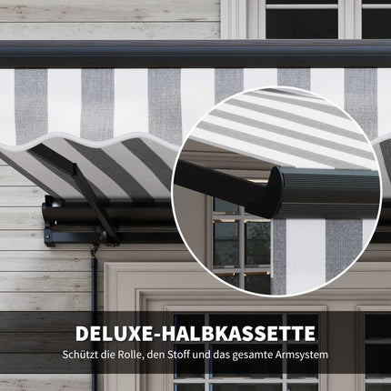 Retractable Patio Awning, Weatherproof, 395 x 250 cm, Gray/White