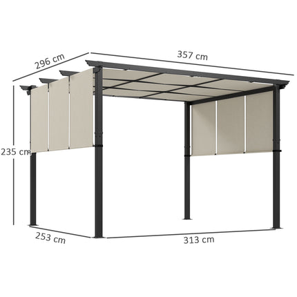 Retractable Pergola 3x3.5m, Steel Frame, UV Protection