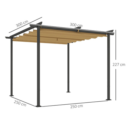 Retractable Pergola 3x3m, Metal Frame, UPF30+ Canopy