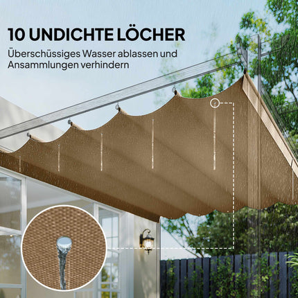 Retractable Pergola Canopy 3x3m, Brown, Polyester