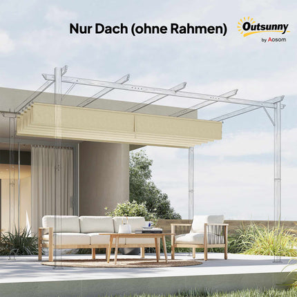Retractable Pergola Canopy 4x3m, Cream, Weatherproof