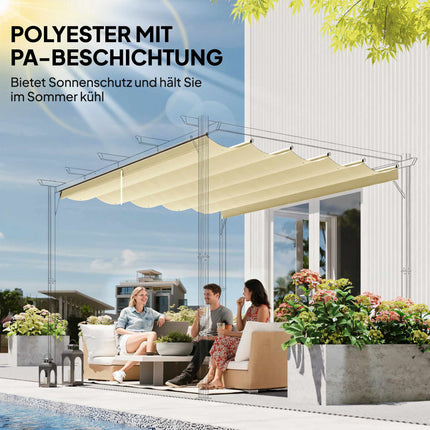 Retractable Pergola Canopy 4x3m, Cream, Weatherproof