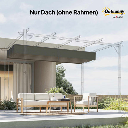 Retractable Pergola Canopy 4x3m, Weatherproof, Light Grey