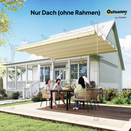 Retractable Pergola Replacement Canopy 3x3m, Cream, Polyester
