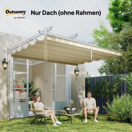 Retractable Pergola Replacement Canopy 3x3m, Cream, Polyester
