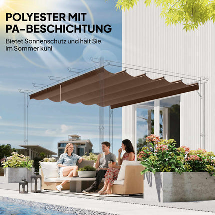 Retractable Pergola Replacement Canopy, 4x3m, Coffee, Polyester
