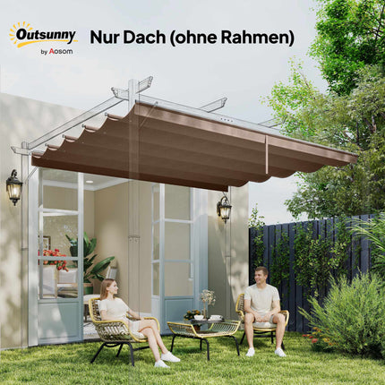 Retractable Pergola Replacement Canopy, 4x3m, Coffee, Polyester
