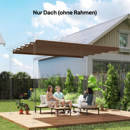 Retractable Pergola Replacement Canopy, 4x3m, Coffee, Polyester