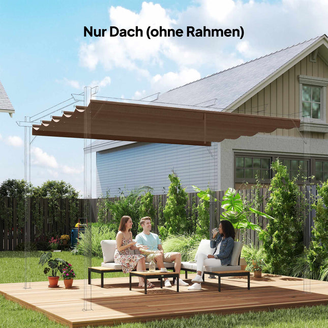 Retractable Pergola Replacement Canopy, 4x3m, Coffee, Polyester