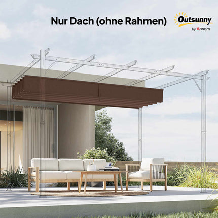 Retractable Pergola Replacement Canopy, 4x3m, Coffee, Polyester