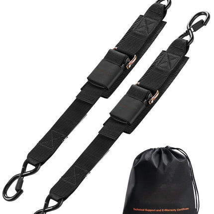 Retractable Ratchet Straps 2 in x 2 ft, 2 Pack, Locking S-Hooks