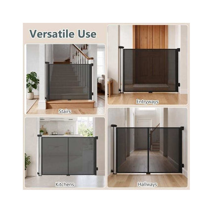 Retractable Safety Gate 140 cm for Babies and Dogs, Black, 97 cm High