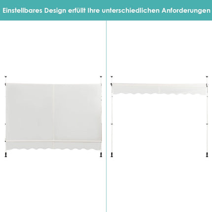 Retractable Sunshade Awning, Adjustable 250x120 cm, Beige