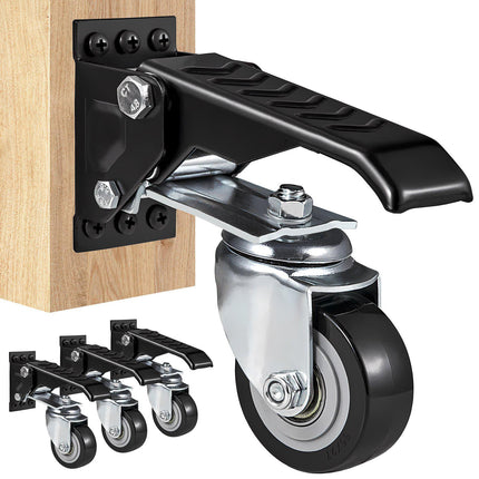Retractable Workbench Caster Wheels Set of 4, 2.5 in, 360 Swivel
