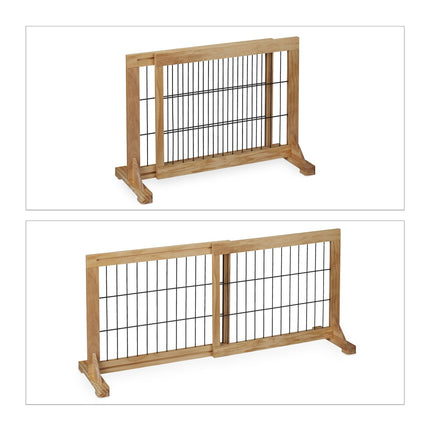 Retractable security gate in natural wood
