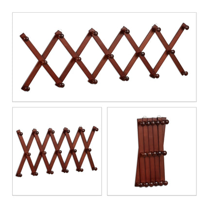 Retractable wall coat hanger in wood