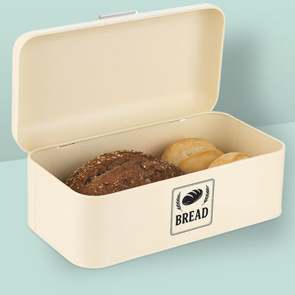 Retro Metal Bread Box with Lid – Keeps Bread Fresh